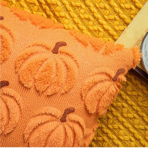 Set of 2 Pumpkin Fall Decorative Throw Pillow Covers 18"x18" - Picture 3 of 5